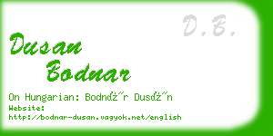 dusan bodnar business card